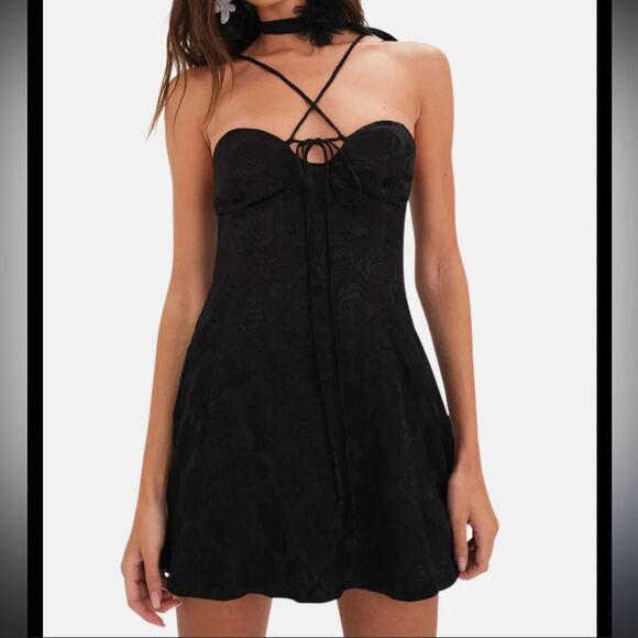 Black Strappy Mini Dress For Love and Lemons Melody Rose Dress - Size Medium - Picture 2 of 8